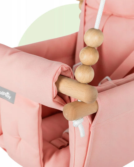 Medvilninės vaikiškos sūpynės-krėslas su pagalvėlėmis ir saugos diržais 12-36 mėn. 60 kg