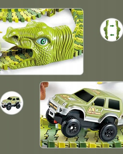 MEGA lenktynių trasa Dinozaurų parkas Magic Track su automobiliuku 270 dalių