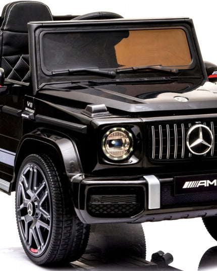 Mercedes-Benz G63, juodas, elektrinis automobilis vaikams, minkšta eko-odos sėdynė, EVA ratai