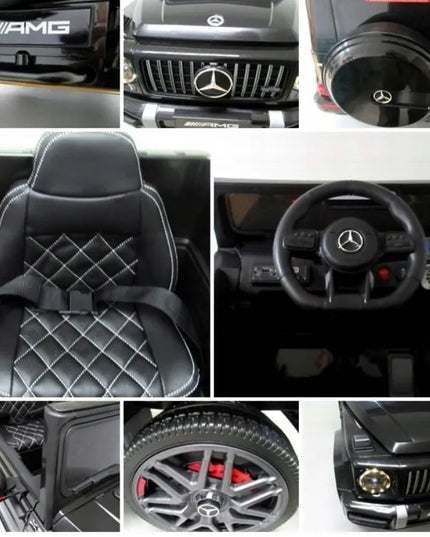 Mercedes-Benz G63, juodas, elektrinis automobilis vaikams, minkšta eko-odos sėdynė, EVA ratai