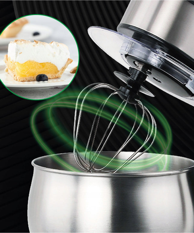 Mesko planetarinis virtuvės kombainas su LCD ekranu 2000W – 5L dubuo, 3 antgaliai, 7 greičiai, pakeliama galva