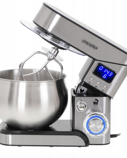 Mesko planetarinis virtuvės kombainas su LCD ekranu 2000W – 5L dubuo, 3 antgaliai, 7 greičiai, pakeliama galva