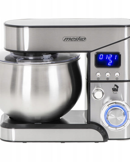 Mesko planetarinis virtuvės kombainas su LCD ekranu 2000W – 5L dubuo, 3 antgaliai, 7 greičiai, pakeliama galva