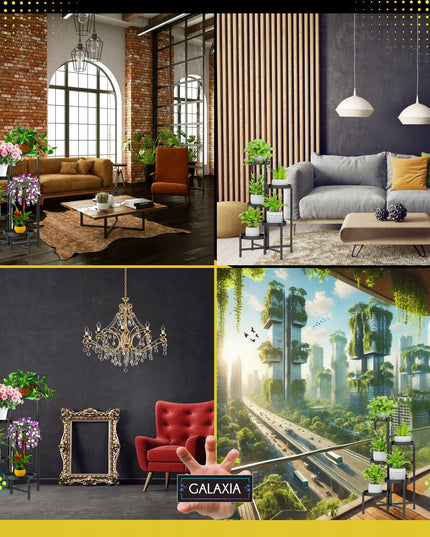 5 lygių metalinis gėlių stovas GALAXIA 82 x 48 x 48 cm