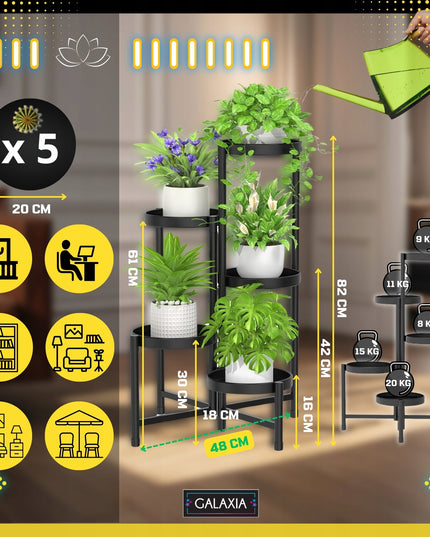 5 lygių metalinis gėlių stovas GALAXIA 82 x 48 x 48 cm