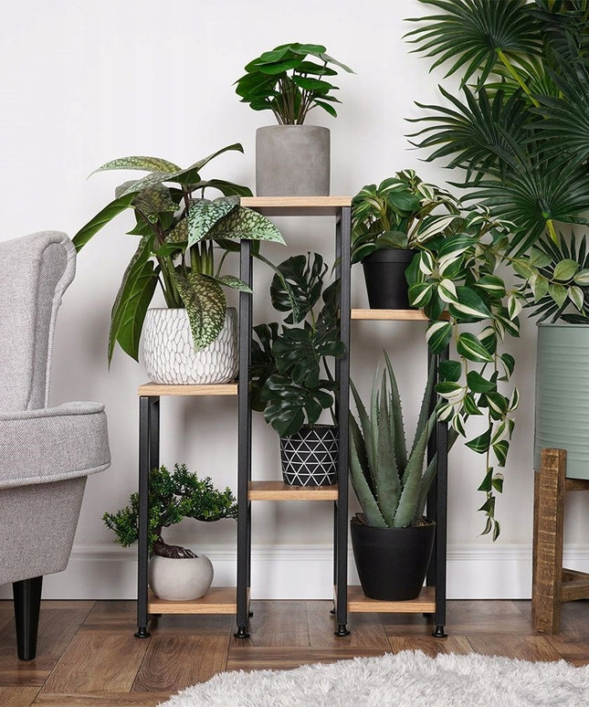 6 lygių metalinis gėlių stovas VILDE - 49 x 18 x 70 cm