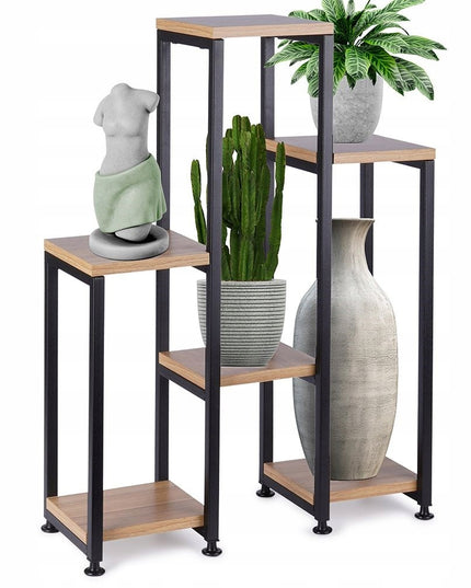 6 lygių metalinis gėlių stovas VILDE - 49 x 18 x 70 cm