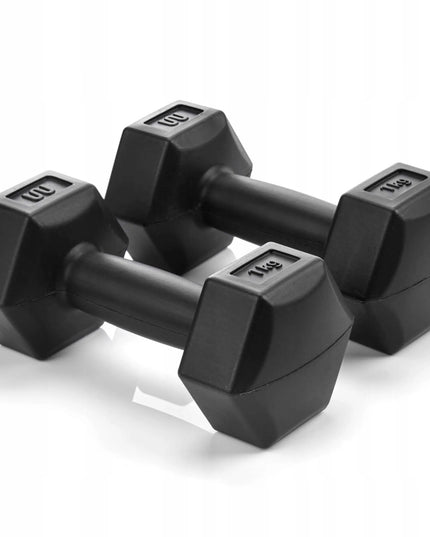 Meteor hanteliai 2x1kg, bituminiai svarmenys fitnesui ir sporto salei