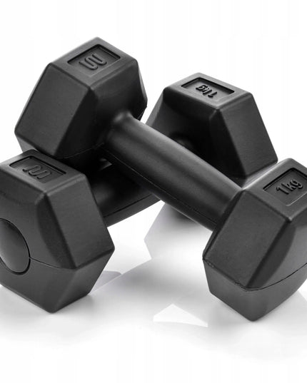 Meteor hanteliai 2x1kg, bituminiai svarmenys fitnesui ir sporto salei