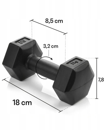 Meteor hanteliai 2x1kg, bituminiai svarmenys fitnesui ir sporto salei