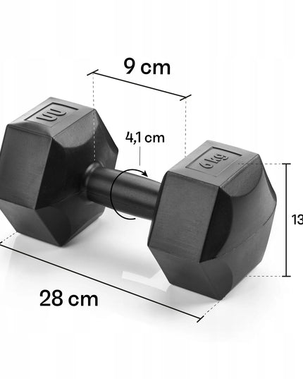 Meteor hanteliai 2x6 kg, bituminiai svarmenys fitnesui ir kultūrizmui