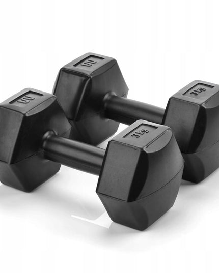 Meteor hanteliai, svarmenys, bituminių hantelių rinkinys 2x3kg, fitnesui ir sporto salei