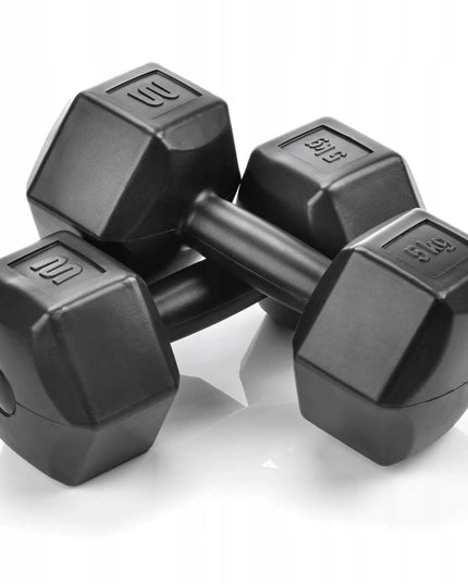 Meteor hantelių rinkinys 2x5kg – bituminiai svarmenys fitnesui ir sporto salei