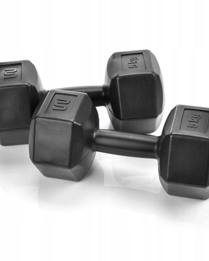 Meteor hantelių rinkinys 2x5kg – bituminiai svarmenys fitnesui ir sporto salei