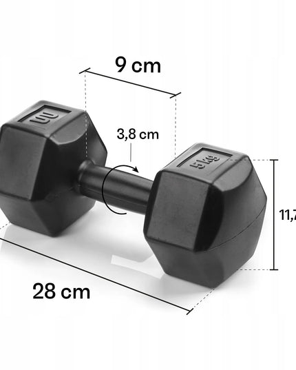 Meteor hantelių rinkinys 2x5kg – bituminiai svarmenys fitnesui ir sporto salei