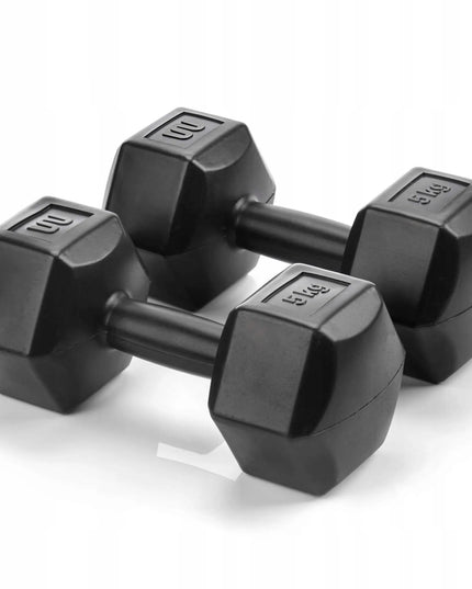 Meteor hantelių rinkinys 2x5kg – bituminiai svarmenys fitnesui ir sporto salei