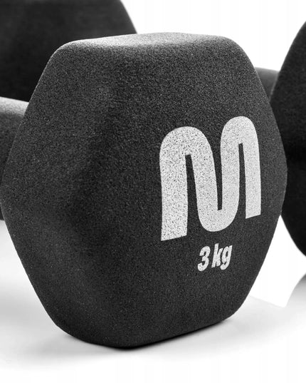 Meteor ketaus hanteliai 2x3 kg, svarmenų rinkinys fitnesui ir sporto salei