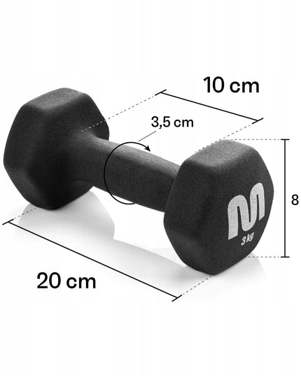 Meteor ketaus hanteliai 2x3 kg, svarmenų rinkinys fitnesui ir sporto salei
