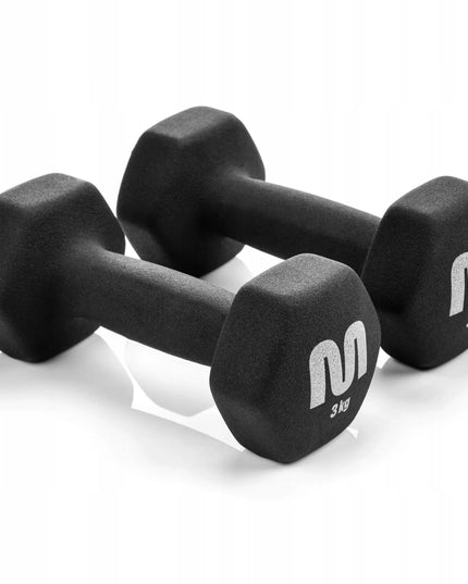 Meteor ketaus hanteliai 2x3 kg, svarmenų rinkinys fitnesui ir sporto salei