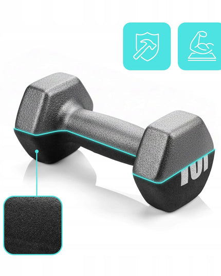 Meteor ketaus hanteliai 2x3 kg, svarmenų rinkinys fitnesui ir sporto salei