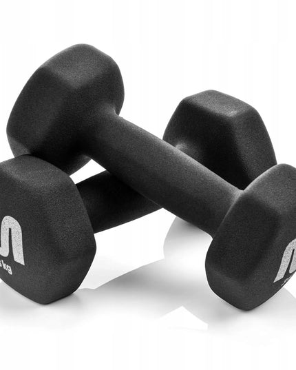 Meteor ketaus hanteliai 2x3 kg, svarmenų rinkinys fitnesui ir sporto salei