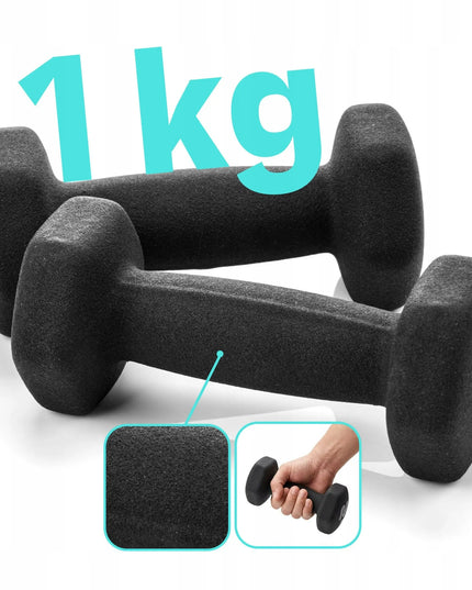 Meteor ketaus hantelių komplektas 2x1 kg fitnesui ir treniruotėms
