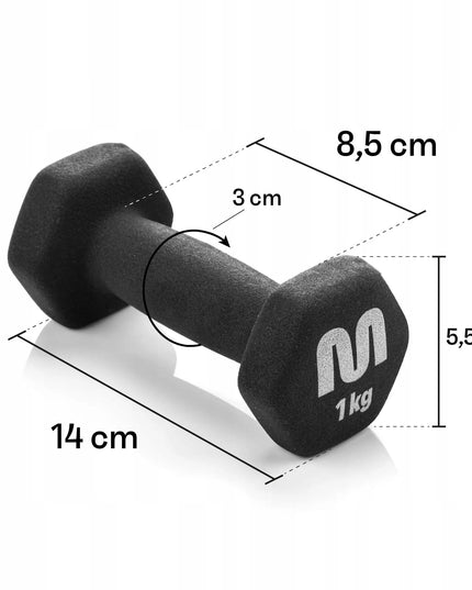 Meteor ketaus hantelių komplektas 2x1 kg fitnesui ir treniruotėms