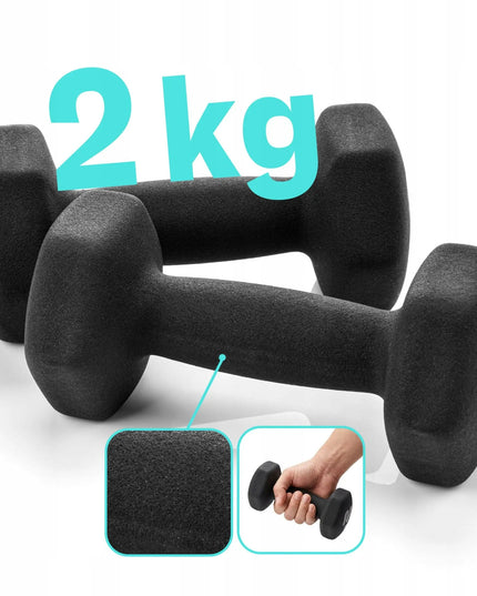 Meteor ketaus svarmenys, 2x2kg, fitness hanteliai, 2 vienetų rinkinys