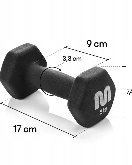 Meteor ketaus svarmenys, 2x2kg, fitness hanteliai, 2 vienetų rinkinys