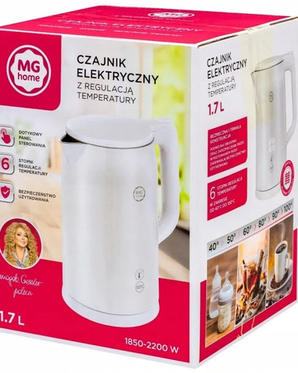 MG Home elektrinis virdulys su temperatūros reguliavimu DK24005W, baltas, 1,7 l
