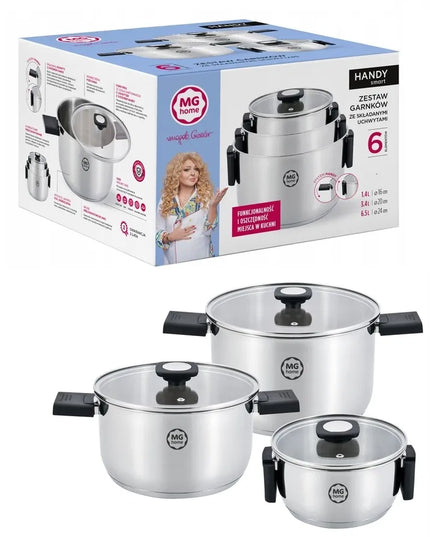 MG Home Magda Gessler puodų rinkinys, nerūdijantis plienas, indukcija, dujos, 6 dalys
