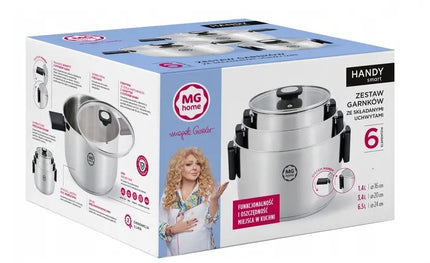 MG Home Magda Gessler puodų rinkinys, nerūdijantis plienas, indukcija, dujos, 6 dalys