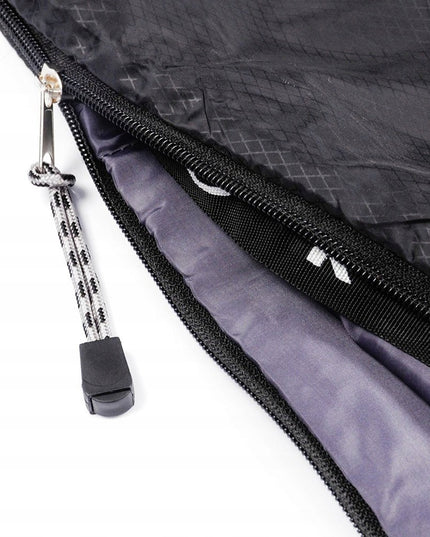 Miegmaišis Meteor INDUS R mumijos tipo 200x80 cm su kompresiniu dėklu pilkas-juodas vasarai ir žygiams