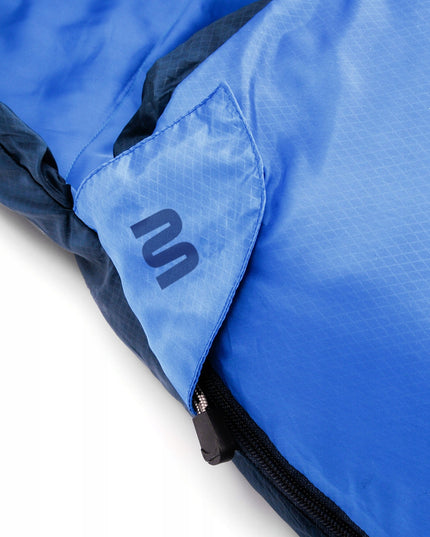 Miegmaišis Meteor Indus R mumijos tipo 220x80/50 cm dviejų sezonų lengvas turistinis miegmaišis mėlynos spalvos