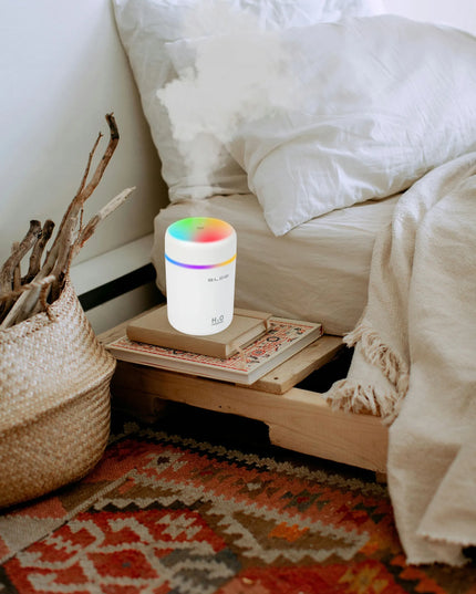 MINI ORO DRĖKINTUVAS AROMATERAPIJOS DIFUZORIUS KVAPŲ DIFUZORIUS RGB NAKTINĖ LEMPA