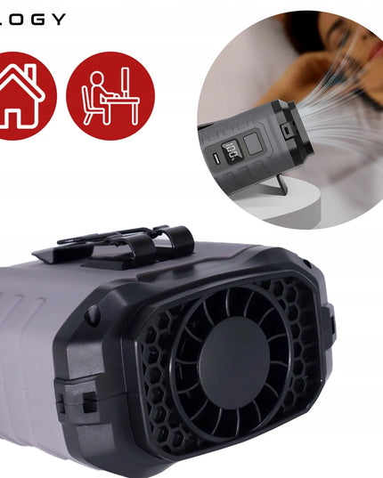 Mini ventiliatorius Alogy su klipu tvirtinimui prie kelnių, „powerbank“ funkcija, USB