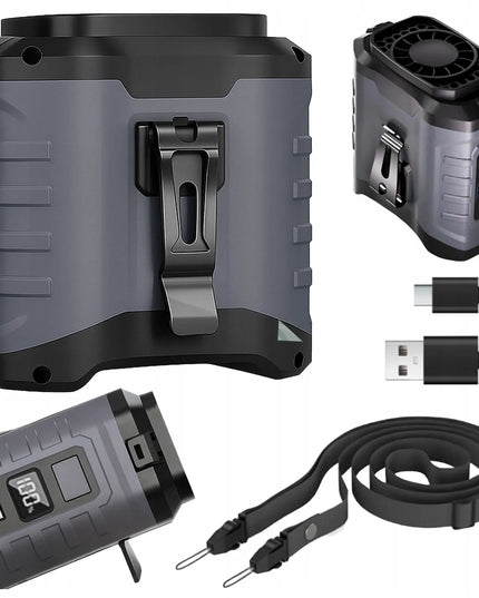 Mini ventiliatorius Alogy su klipu tvirtinimui prie kelnių, „powerbank“ funkcija, USB