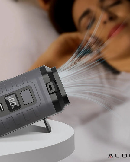 Mini ventiliatorius Alogy su klipu tvirtinimui prie kelnių, „powerbank“ funkcija, USB