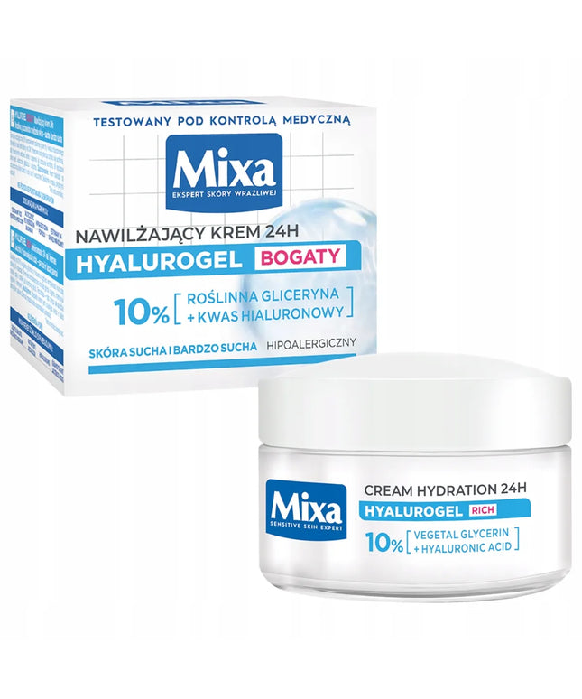 Mixa Hyalurogel intensyviai drėkinamasis kremas 24h sausai odai 50 ml