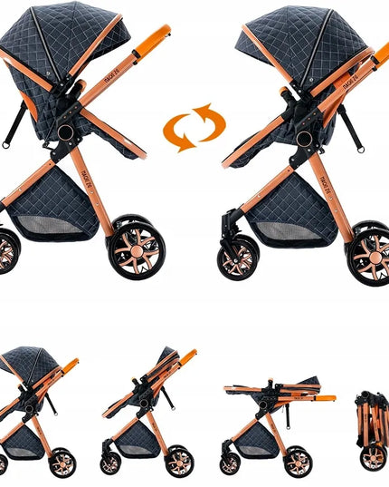Modernus 3-in-1 sulankstomas prabangus vaikiškas vežimėlis