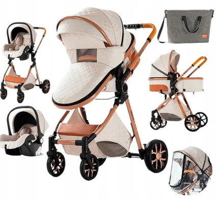 Modernus 3-in-1 sulankstomas prabangus vaikiškas vežimėlis