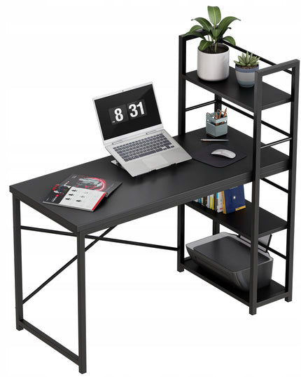 Modernus Darbo Stalas su Lentynomis Leader 4.0 (Juodas)