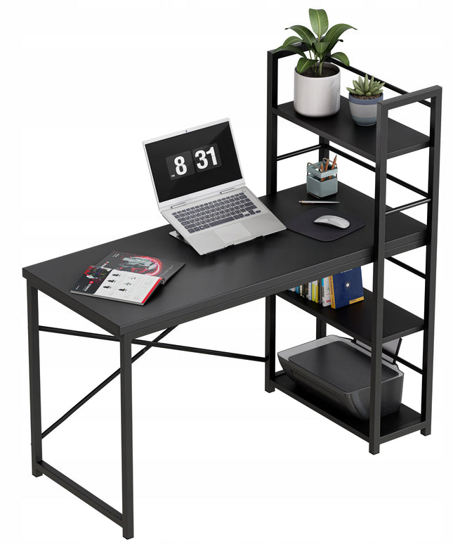 Modernus Darbo Stalas su Lentynomis Leader 4.0 (Juodas)