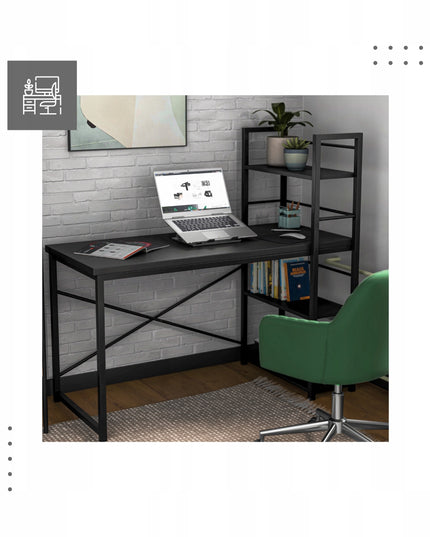 Modernus Darbo Stalas su Lentynomis Leader 4.0 (Juodas)