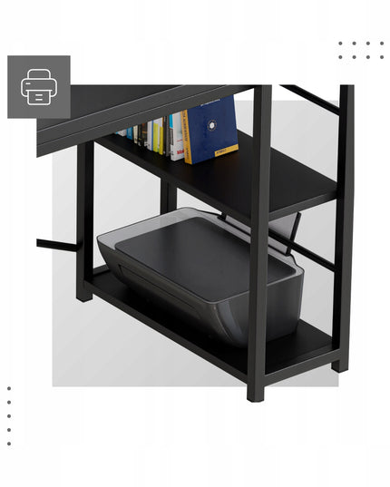 Modernus Darbo Stalas su Lentynomis Leader 4.0 (Juodas)