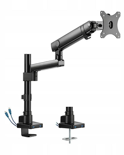 Monitoro laikiklis su 51 cm ilgio rankena, tvirtinamas spaustuku, 2x USB, keliamoji galia 8 kg