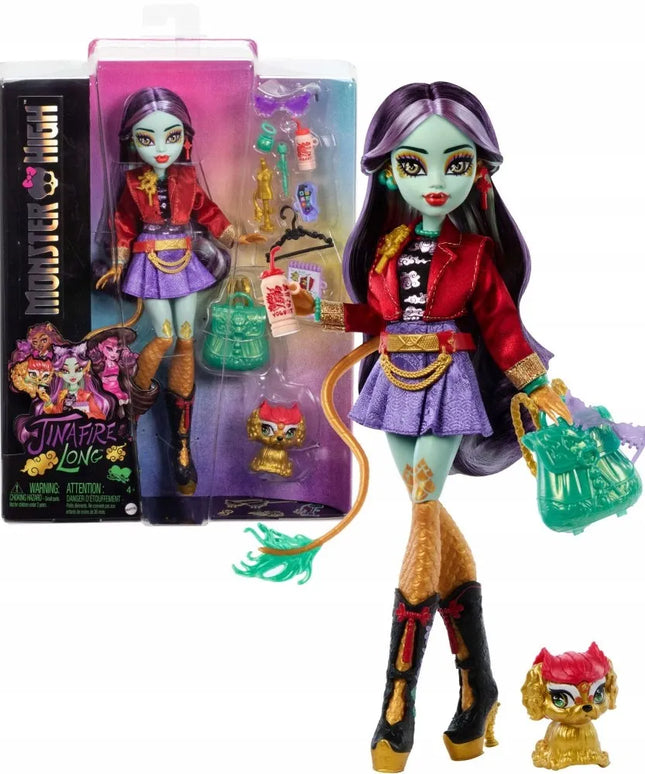 Monster High lėlė Jinafire Long 26 cm su augintiniu Cloudy Yun Yun