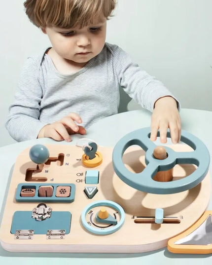 Montessori sensorinė manipuliacinė lenta su vairu