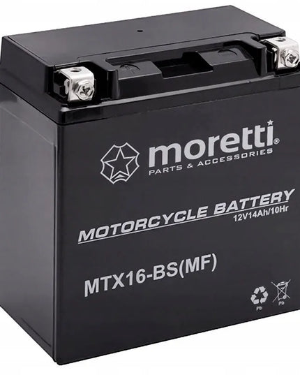 Moretti AGM (Gel) MTX16 Martinelli motociklo akumuliatorius + 12V įkroviklis