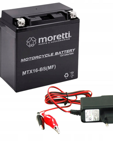 Moretti AGM (Gel) MTX16 Martinelli motociklo akumuliatorius + 12V įkroviklis